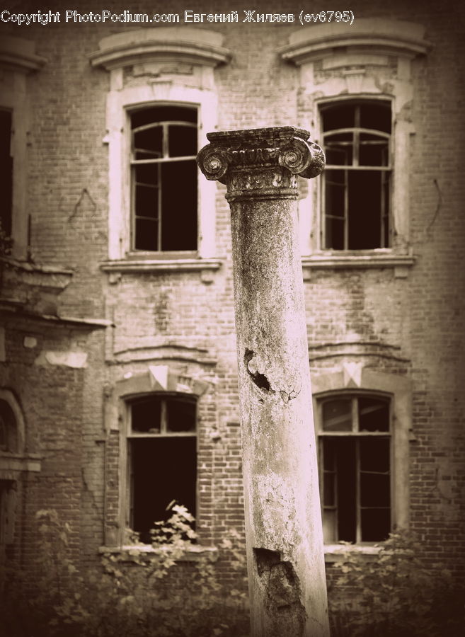 Brick, Column, Pillar, Alley, Alleyway, Road, Street