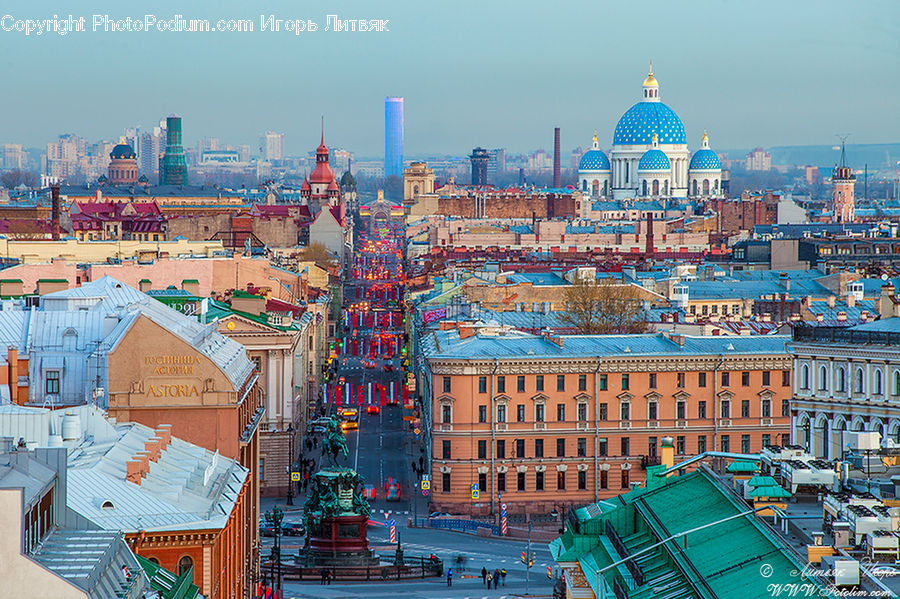 City, Downtown, Building, Aerial View, Metropolis, Urban, Amusement Park