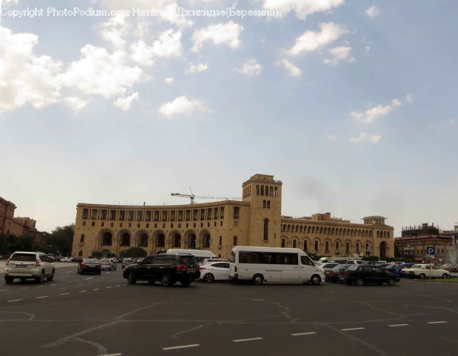 Parking, Parking Lot, Building, Freeway, Road, City, Downtown