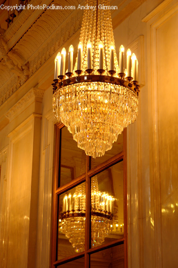 Chandelier, Lamp, Light Fixture, Cabinet, China Cabinet, Furniture, Lighting