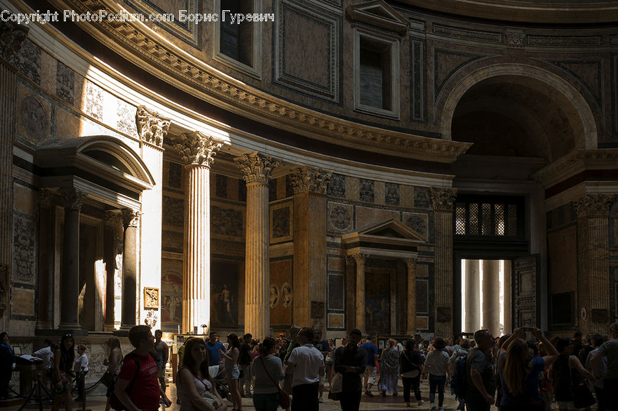 Crowd, Reception Room, Room, Waiting Room, Column, Pillar, Building