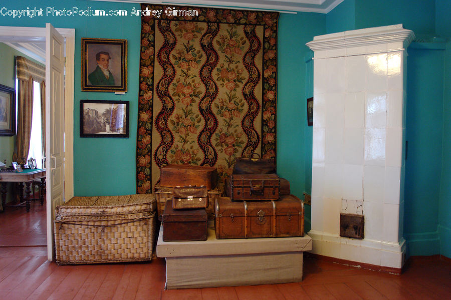 Luggage, Suitcase, Furniture, Art, Painting, Bedroom, Indoors