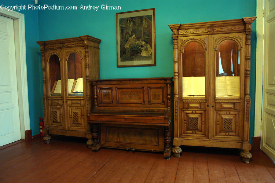 Furniture, Art, Painting, Indoors, Interior Design, Room, Cabinet