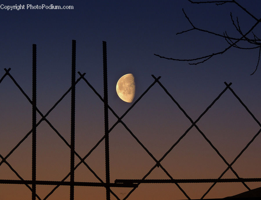 Astronomy, Full Moon, Night, Cable, Electric Transmission Tower, Power Lines