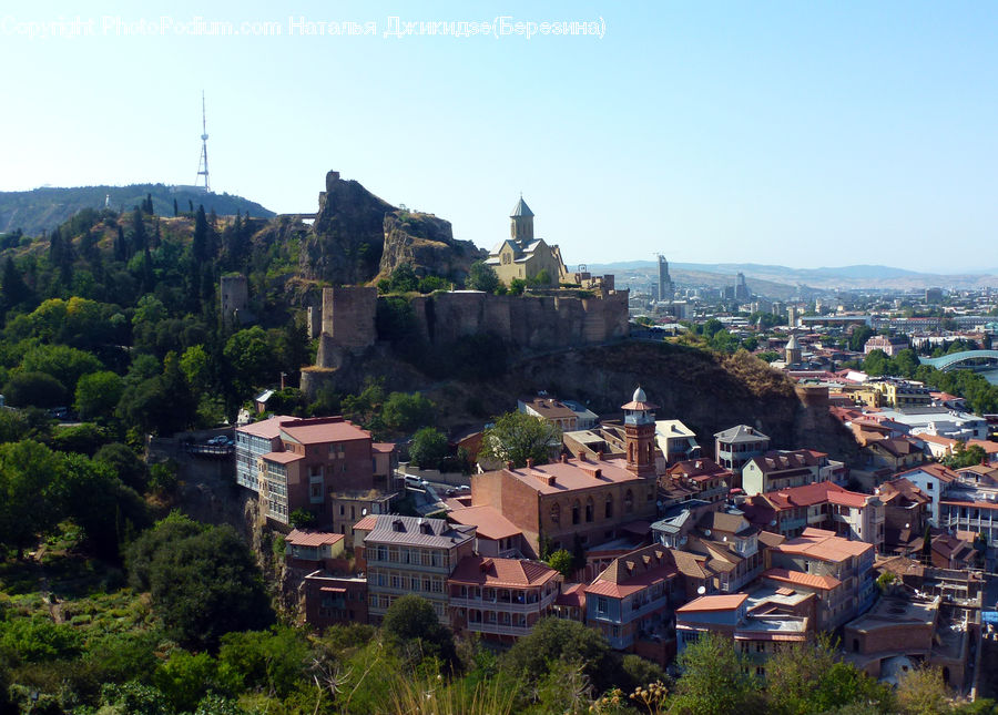 Aerial View, Building, Downtown, Town, Neighborhood, Castle, Fort