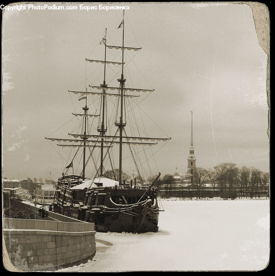 Boat, Dinghy, Ice, Outdoors, Snow, Ship, Vessel