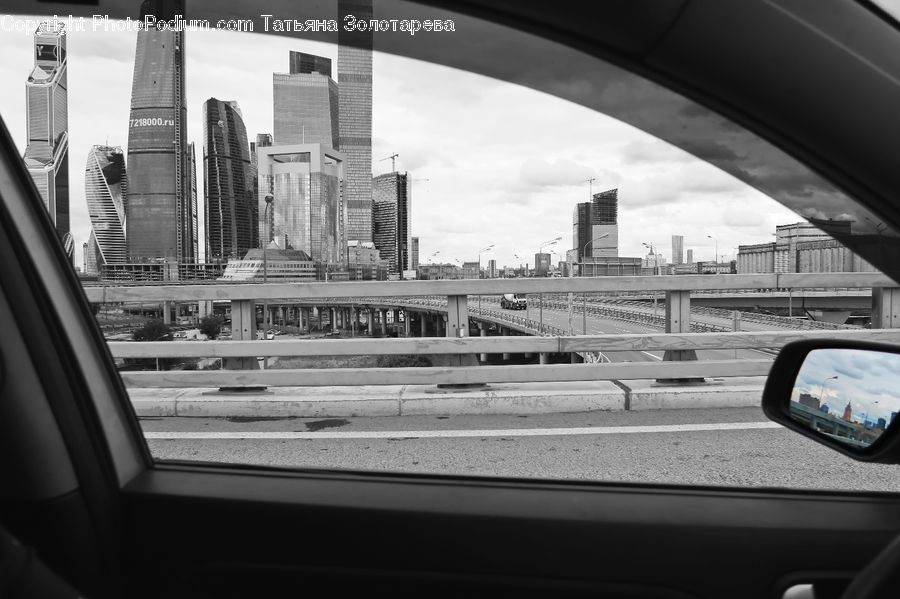 Car Mirror, Mirror, City, Downtown, Urban, Automobile, Car