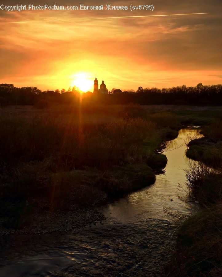 Dawn, Dusk, Sky, Sunrise, Sunset, Land, Marsh