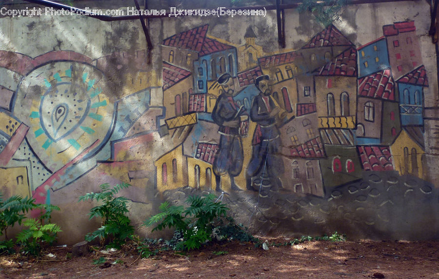 Art, Graffiti, Mural, Wall, Backyard, Yard, Brick