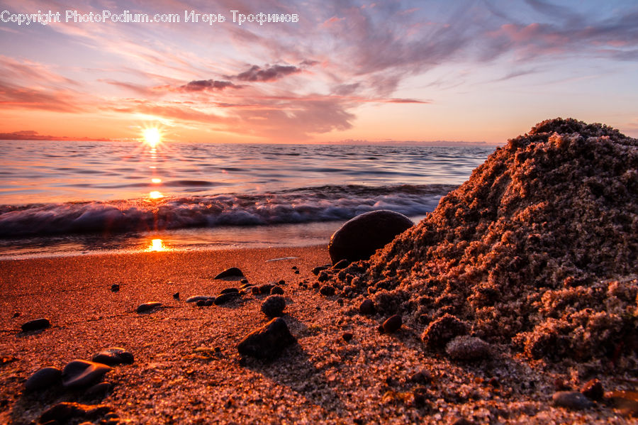 Eruption, Lava, Outdoors, Soil, Beach, Coast, Sea