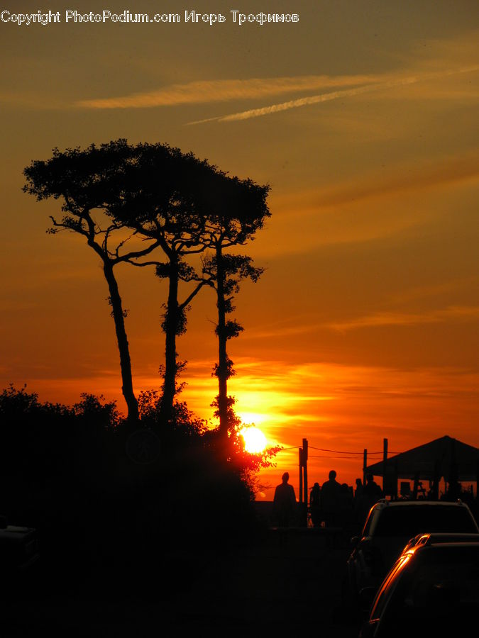 Dawn, Dusk, Red Sky, Sky, Sunrise, Sunset, Automobile