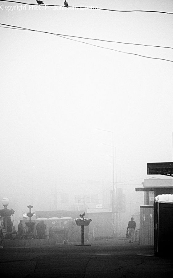 Fog, Pollution, Smog, Smoke, Bench, Beacon, Building