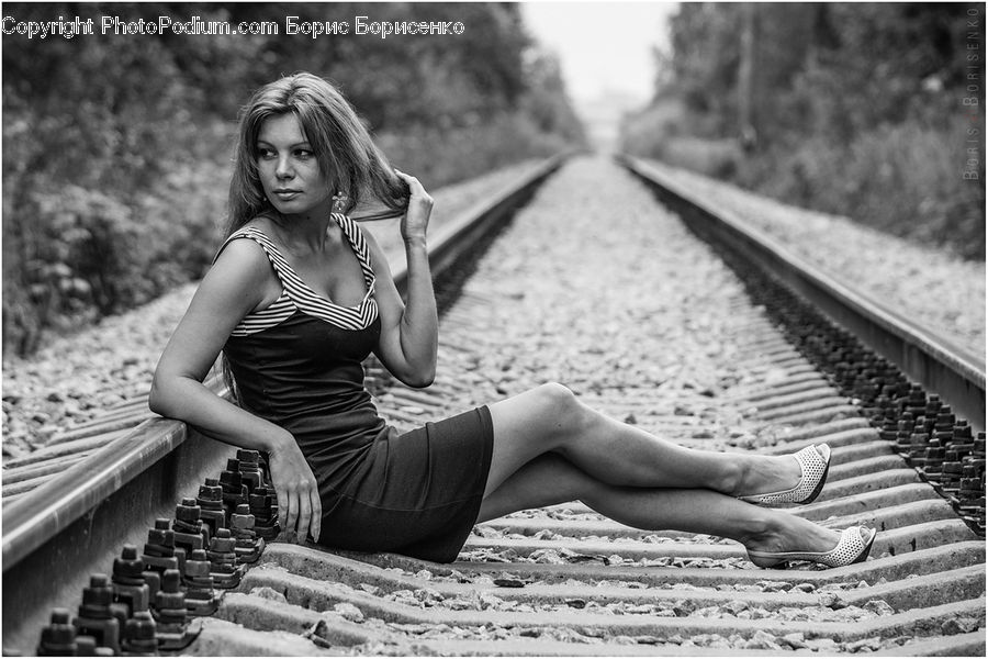 People, Person, Human, Female, Rail, Train Track, Portrait