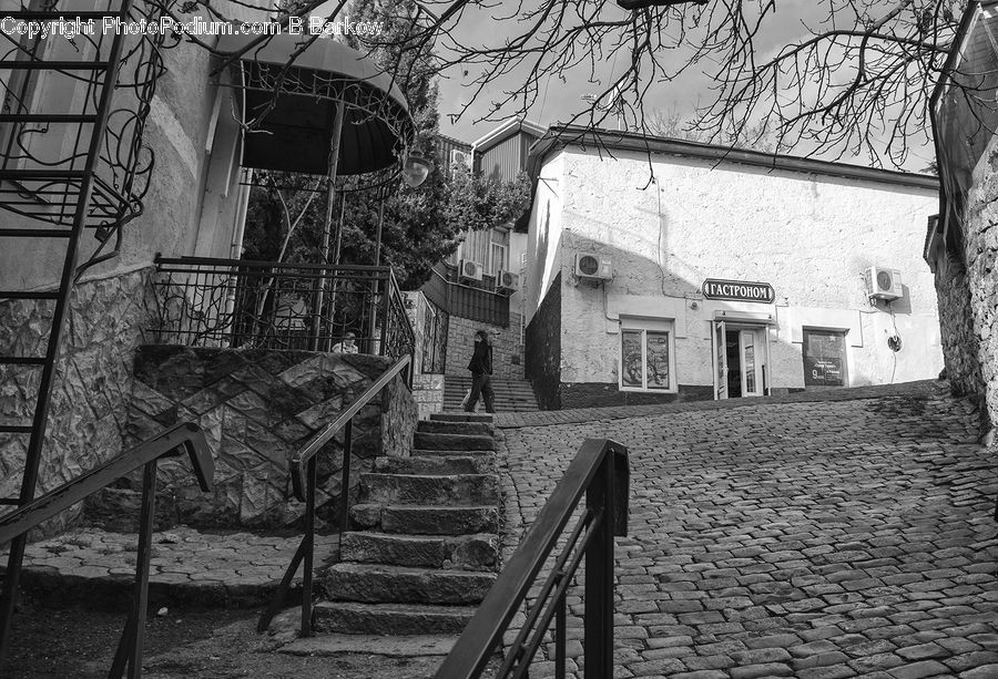 Bench, Chair, Furniture, Building, Housing, Villa, Alley