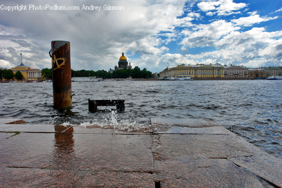 Architecture, Downtown, Plaza, Town Square, Flood, Bench, Castle