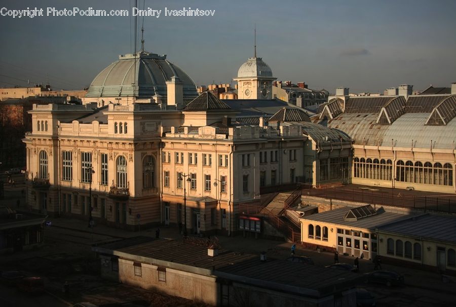 Train, Vehicle, Downtown, Neighborhood, Town, Architecture, Dome