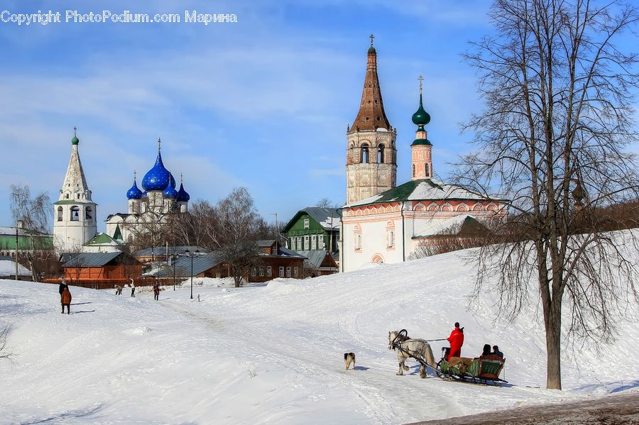 Sled, Architecture, Castle, Fort, Church, Worship, Ice