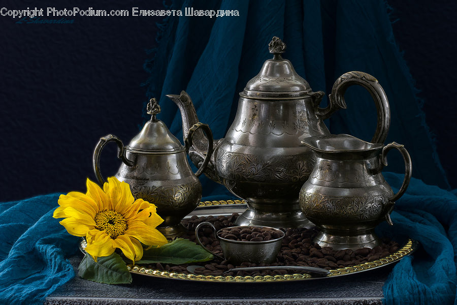 Pot, Pottery, Teapot, Glass, Goblet, Blossom, Flora