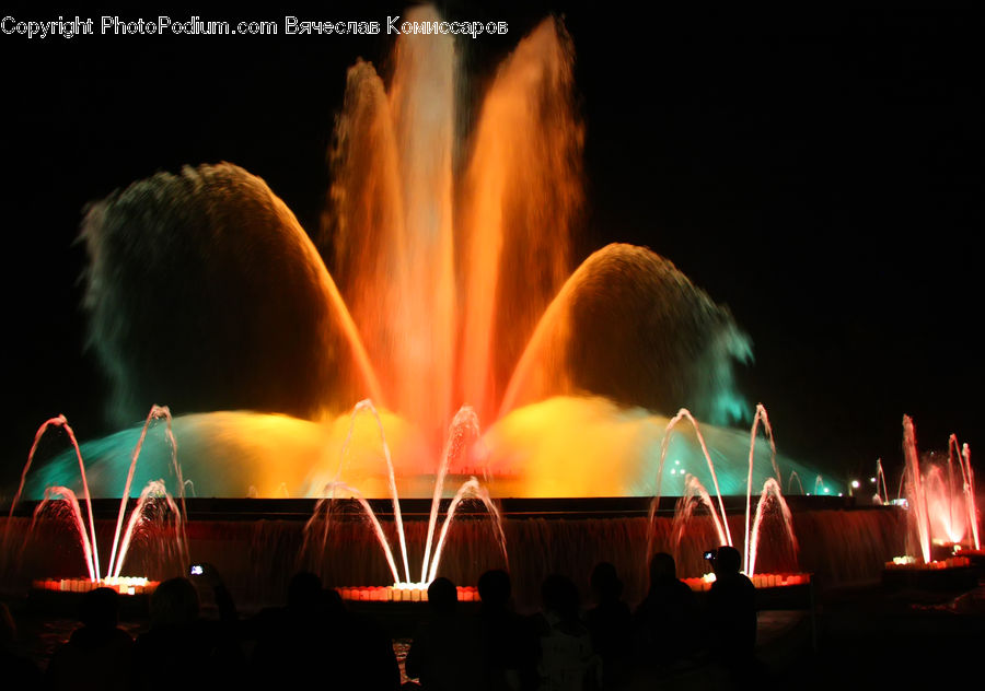 Fountain, Water, Fireworks, Night, Lighting, Cinema, Theater