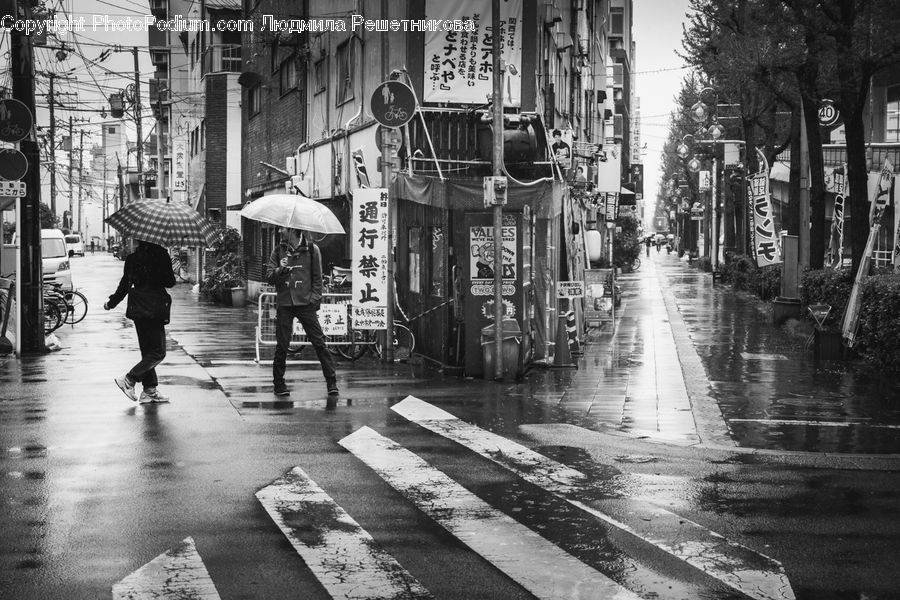 Umbrella, Alley, Alleyway, Road, Street, Town, City