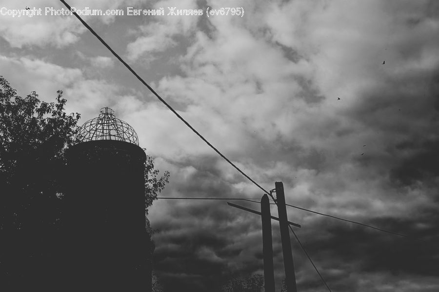 Pole, Architecture, Tower, Silhouette, Outdoors, Sky, City