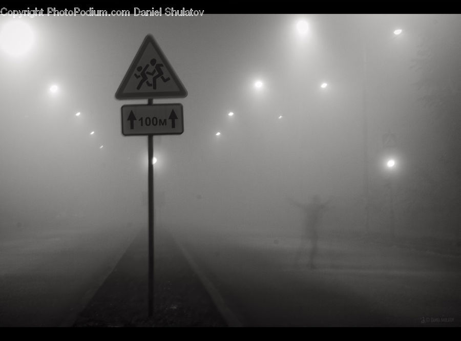 Sign, Fog, Pollution, Smog, Smoke, Triangle, Lighting