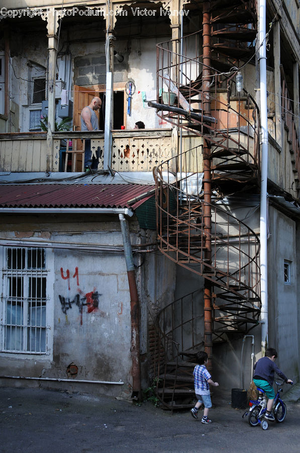 Construction, Scaffolding, Alley, Alleyway, Road, Street, Town