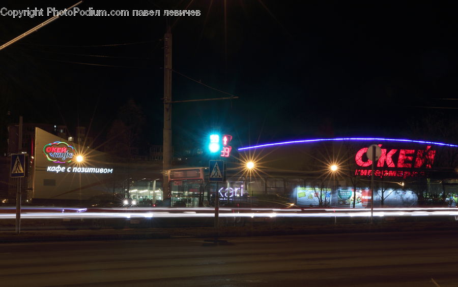 Freeway, Road, Night, Outdoors, City, Downtown, Metropolis