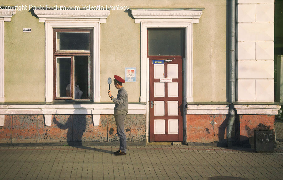 People, Person, Human, Shutter, Window, Window Shade, Brick