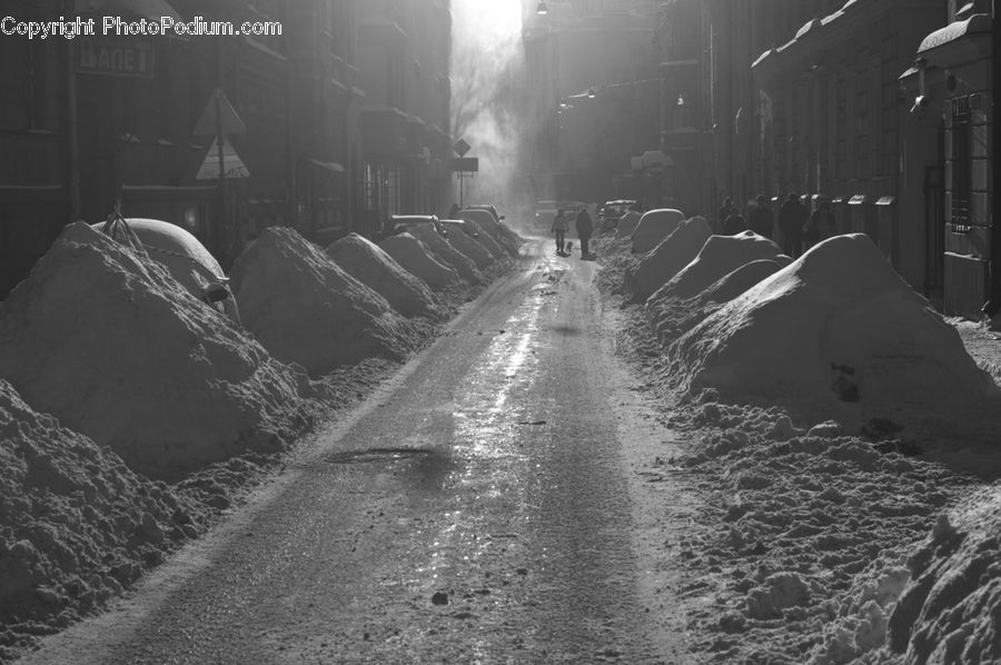 Alley, Alleyway, Road, Street, Town, Blizzard, Outdoors
