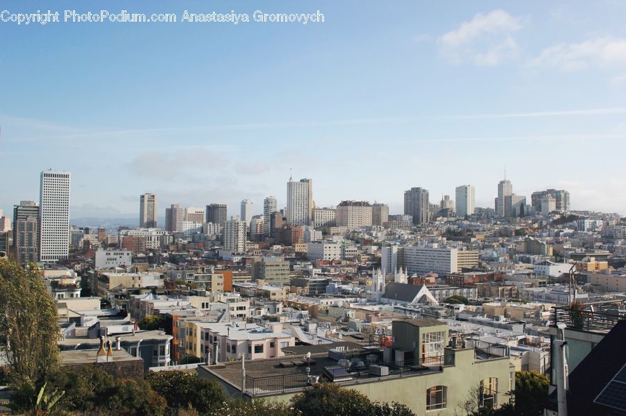 Aerial View, City, Downtown, Metropolis, Urban, Terrace, Building