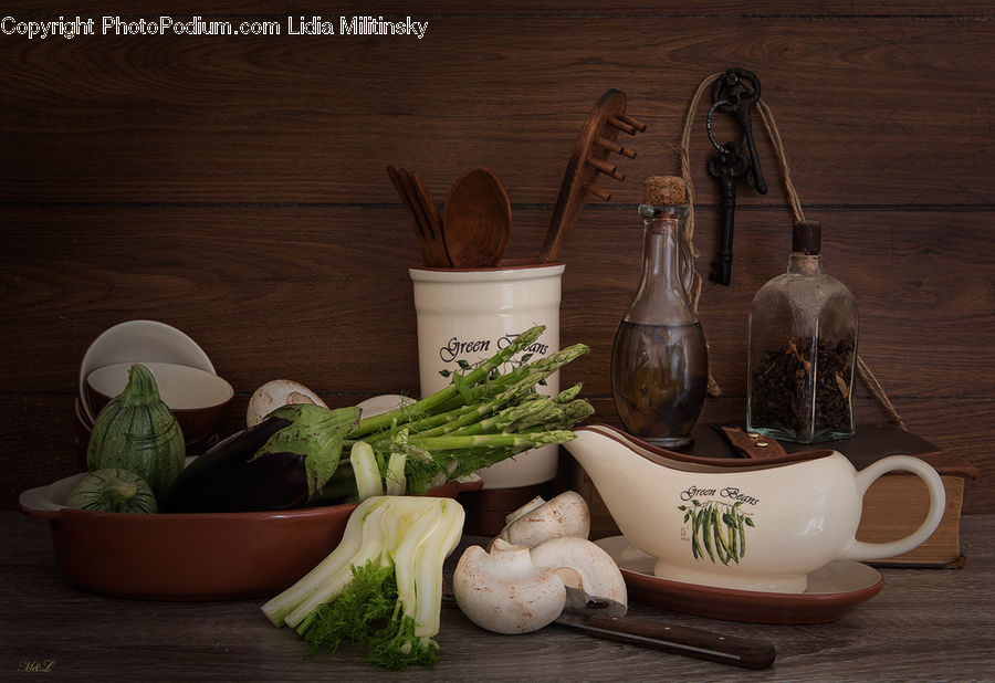 Asparagus, Produce, Vegetable, Squash, Pot, Pottery, Bowl