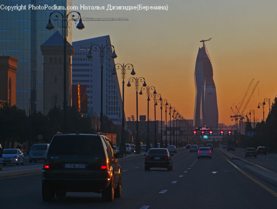 Automobile, Car, Vehicle, Freeway, Road, Architecture, Bell Tower