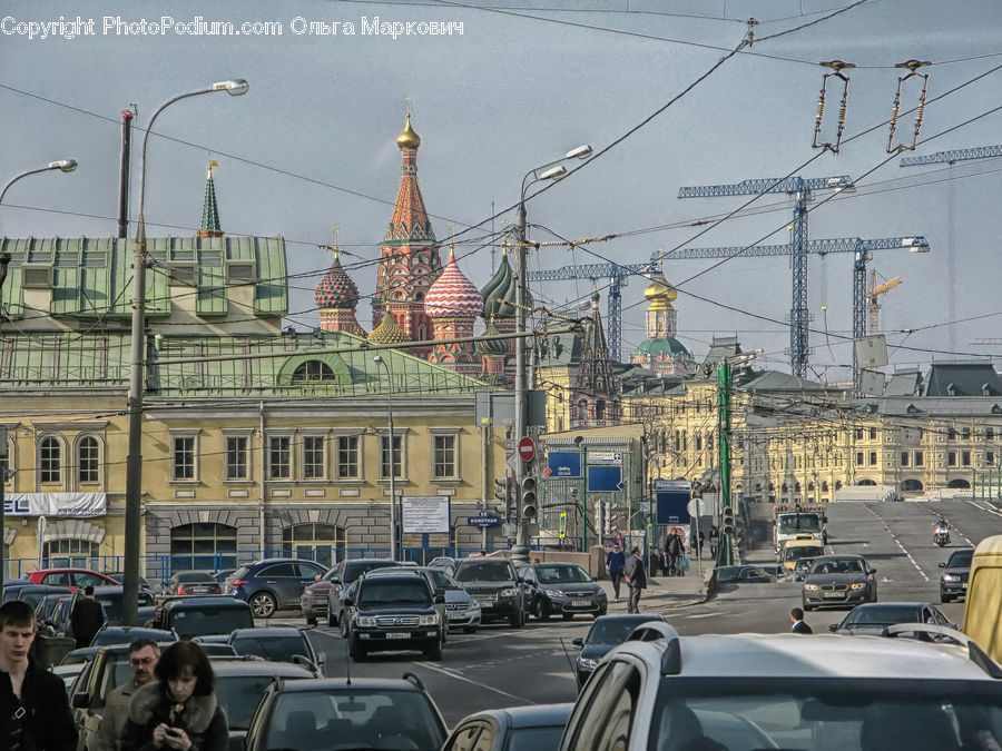 Automobile, Car, Vehicle, City, Downtown, Intersection, Road