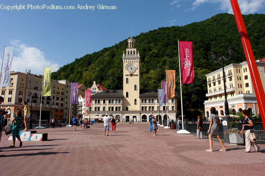 Architecture, Downtown, Plaza, Town Square, Bell Tower, Clock Tower, Tower