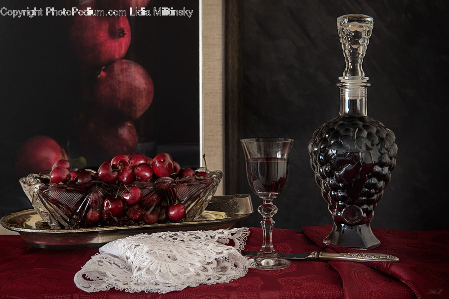 People, Person, Human, Glass, Goblet, Fruit, Pomegranate