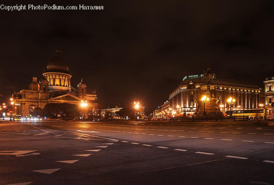 Architecture, Downtown, Plaza, Town Square, City, Intersection, Road