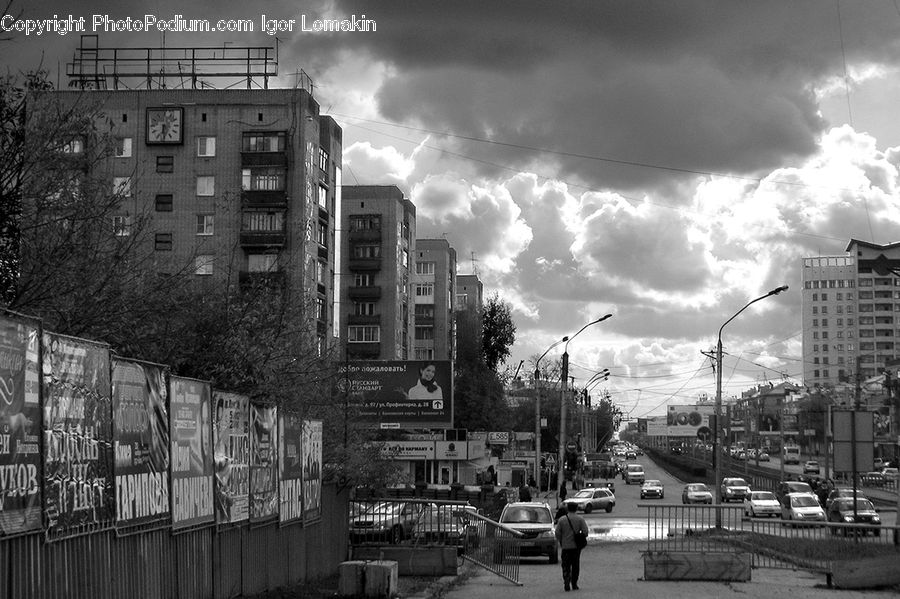 Intersection, Road, Outdoors, Storm, Weather, City, Downtown