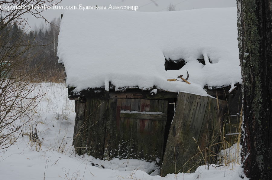 Outhouse, Shack, Ice, Outdoors, Snow, Cabin, Hut