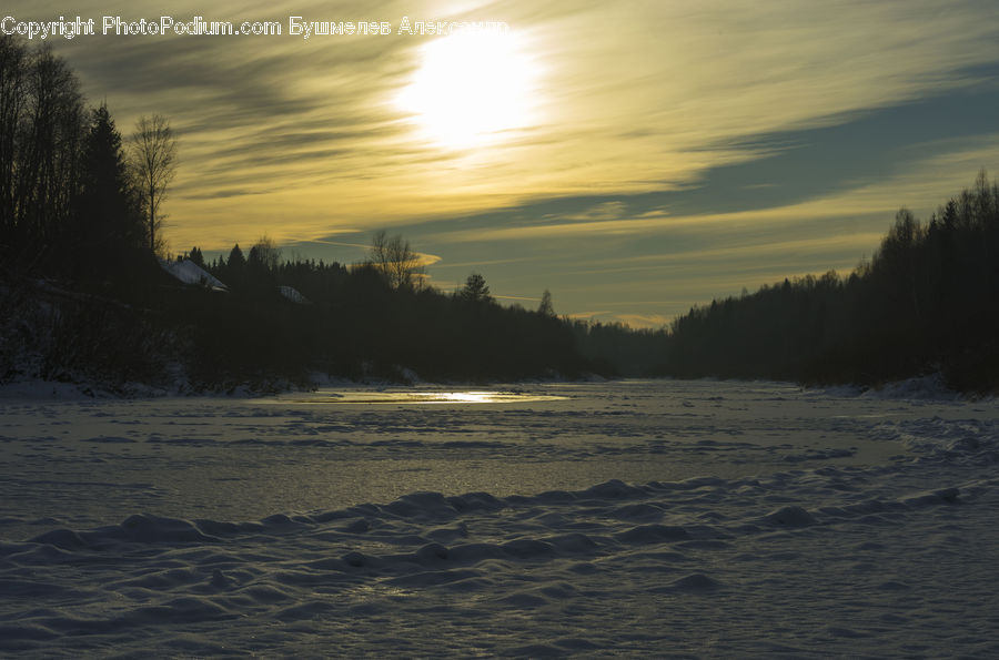 Dawn, Dusk, Sky, Sunrise, Sunset, Outdoors, River