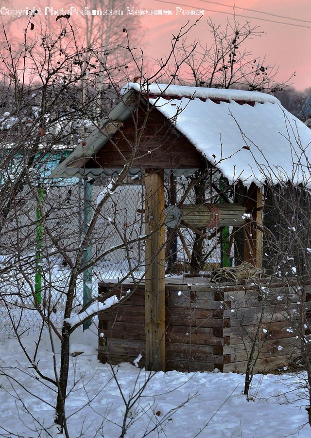 Ice, Outdoors, Snow, Cabin, Hut, Rural, Shack