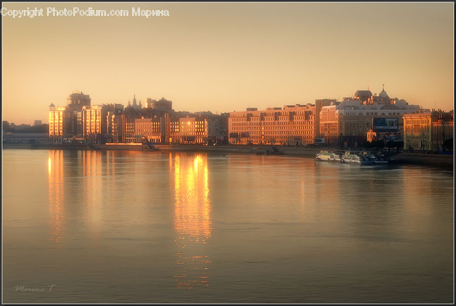 Boat, Watercraft, City, Downtown, Metropolis, Urban, Building