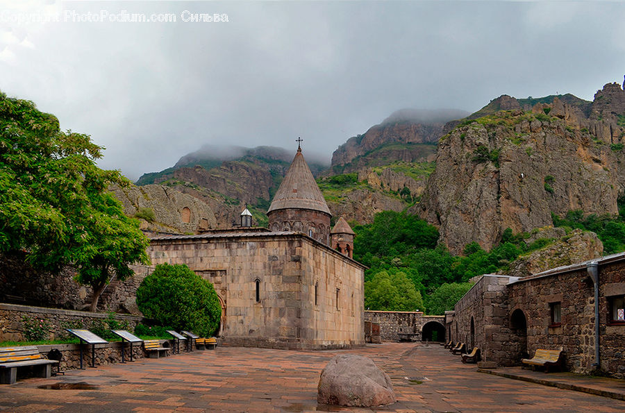 Bench, Castle, Fort, Architecture, Ruins, Housing, Monastery