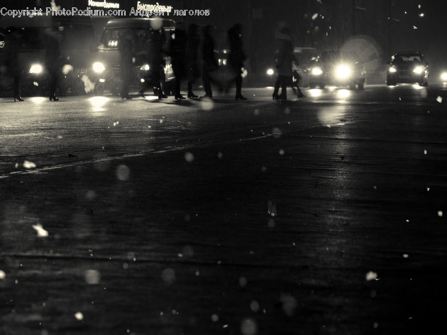 Headlight, Light, Night, Outdoors, Asphalt, Tarmac, City