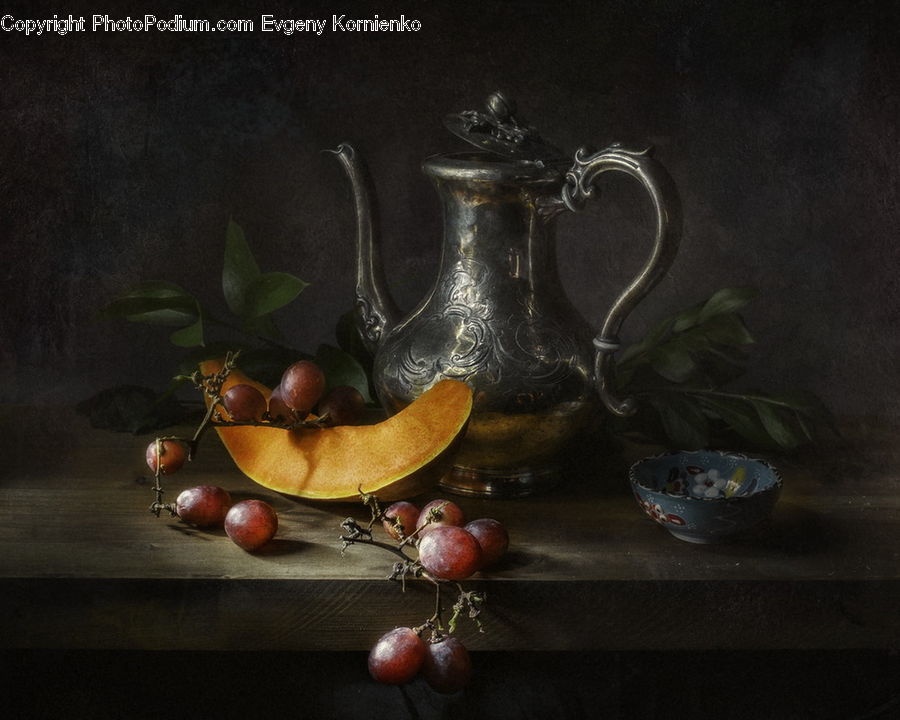 Art, Painting, Still Life, Glass, Goblet, Apple, Fruit