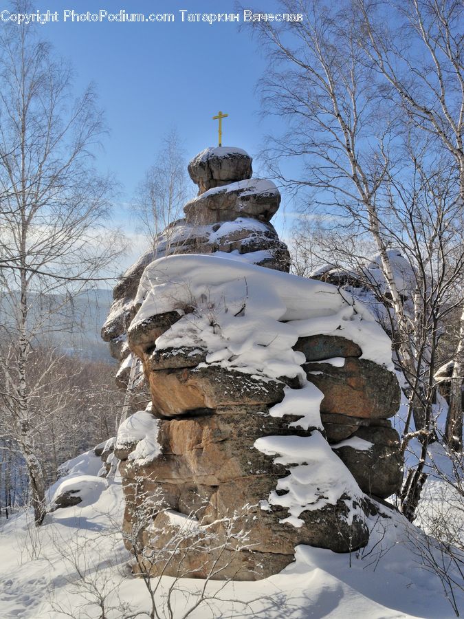 Rust, Ice, Outdoors, Snow, Rock, Architecture, Pagoda