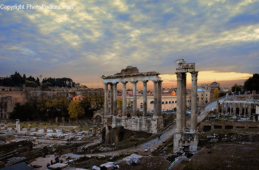 Column, Pillar, Ruins, Building, City, Downtown, Architecture