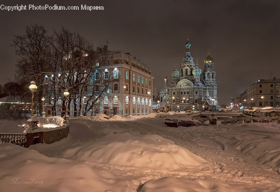 Architecture, Downtown, Plaza, Town Square, Ice, Outdoors, Snow