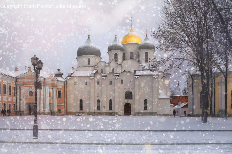 Architecture, Dome, Ice, Outdoors, Snow, Mosque, Worship