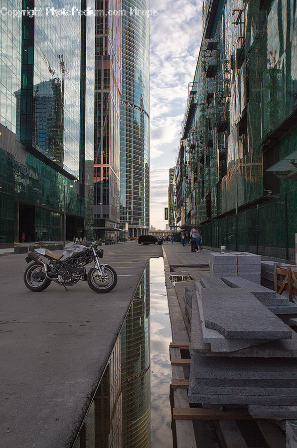Motor, Motorcycle, Vehicle, City, Downtown, Metropolis, Urban